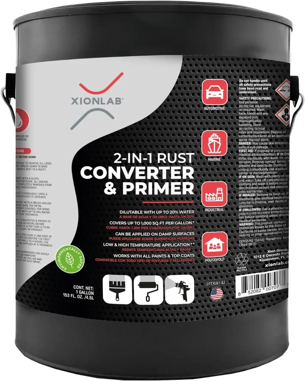2-in-1 Rust Converter & Metal Primer Concentrate Covers Up To 4X More Industrial Grade Water Based UV Resistant Rust Reformer
