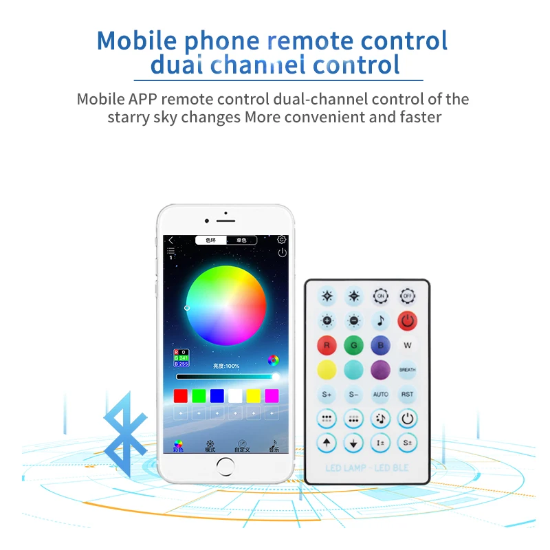 12V Car Starry Sky Ceiling Starry App Bluetooth Car Control Branch Ultra-Thin Head Skylight Atmosphere Rgbw Colorful Fiber Optic Light Source Sky Lamp