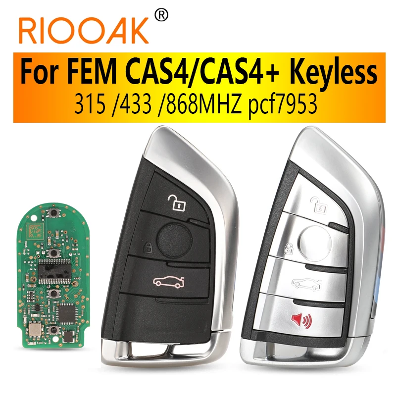 Smart 3/4 Button 315 /433 /868MHZ pcf7953P Remote Key Keyless Entry fob for BMW F FEM CAS4 5 7 Series X5 X6 20