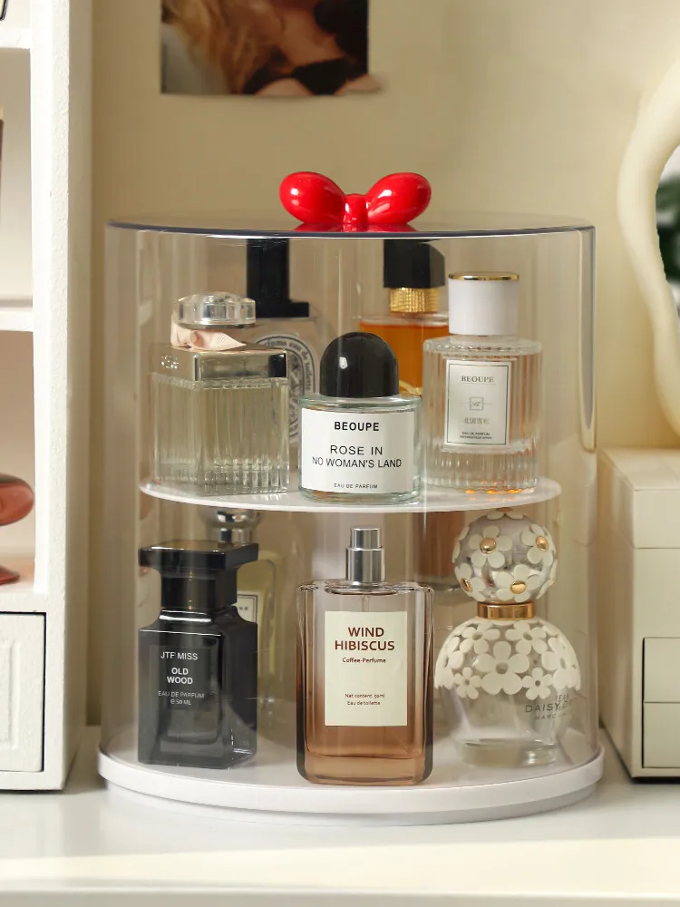 360° Rotating Perfume Storage Box Dust-proof Acrylic Organizer for Makeup Perfume Cosmetic Storage Rack Perfume Holder Shelf 2
