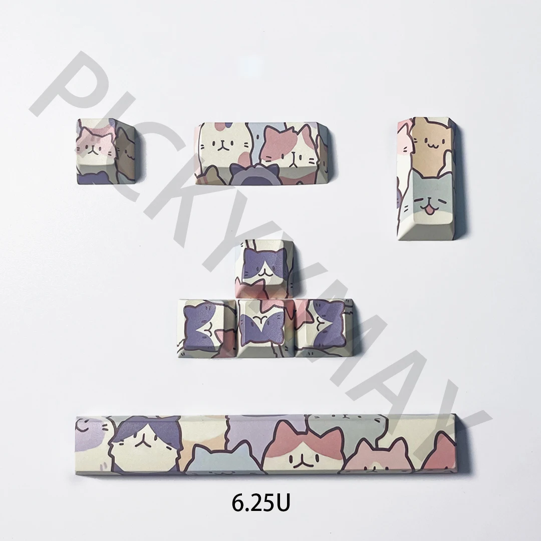 Cute Cat Keys Spacebar Pbt Keycaps 5-side Fit Cherry mx Switches no Teclado Mecânico Novidade Cherry Profile Pcs
