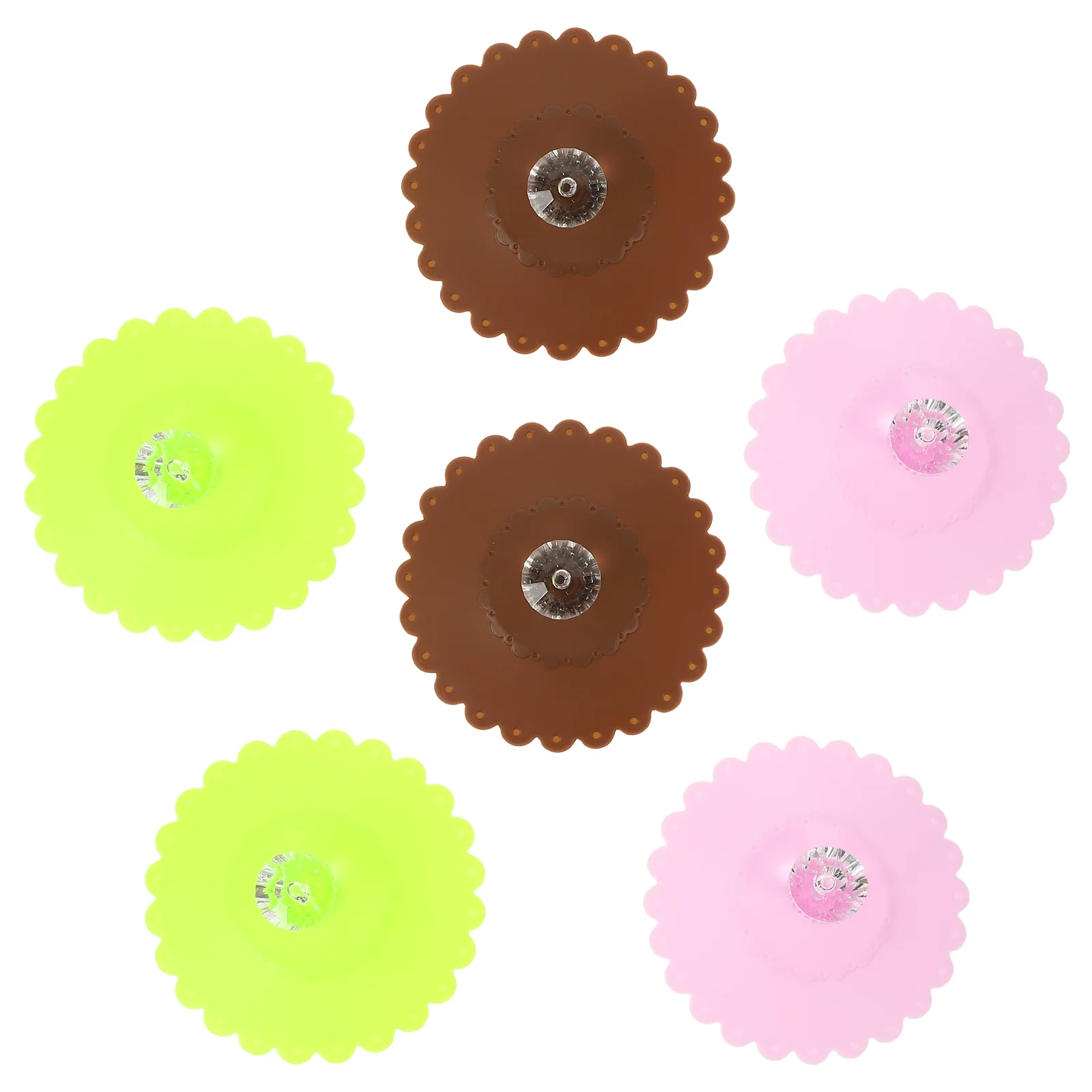 

10.5CM Transparent Diamond With Flower Pattern Cup Lids Dust-Proof Silicone Mug Cover Bright Color Drink Cup Lids