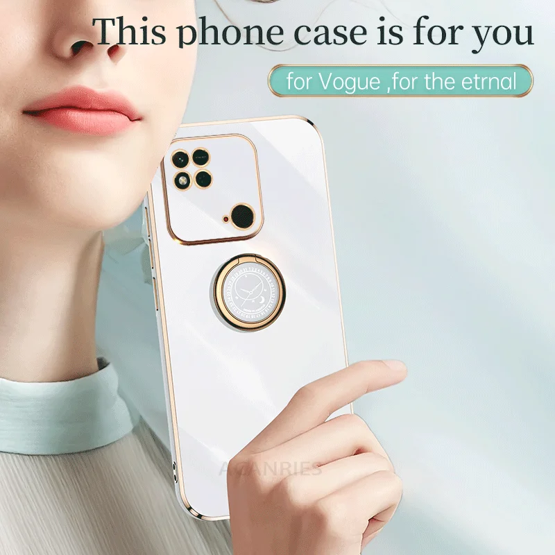 Luxury Silicone Plating Ring Holder Stand Case for Premium Protection, Redmi Series