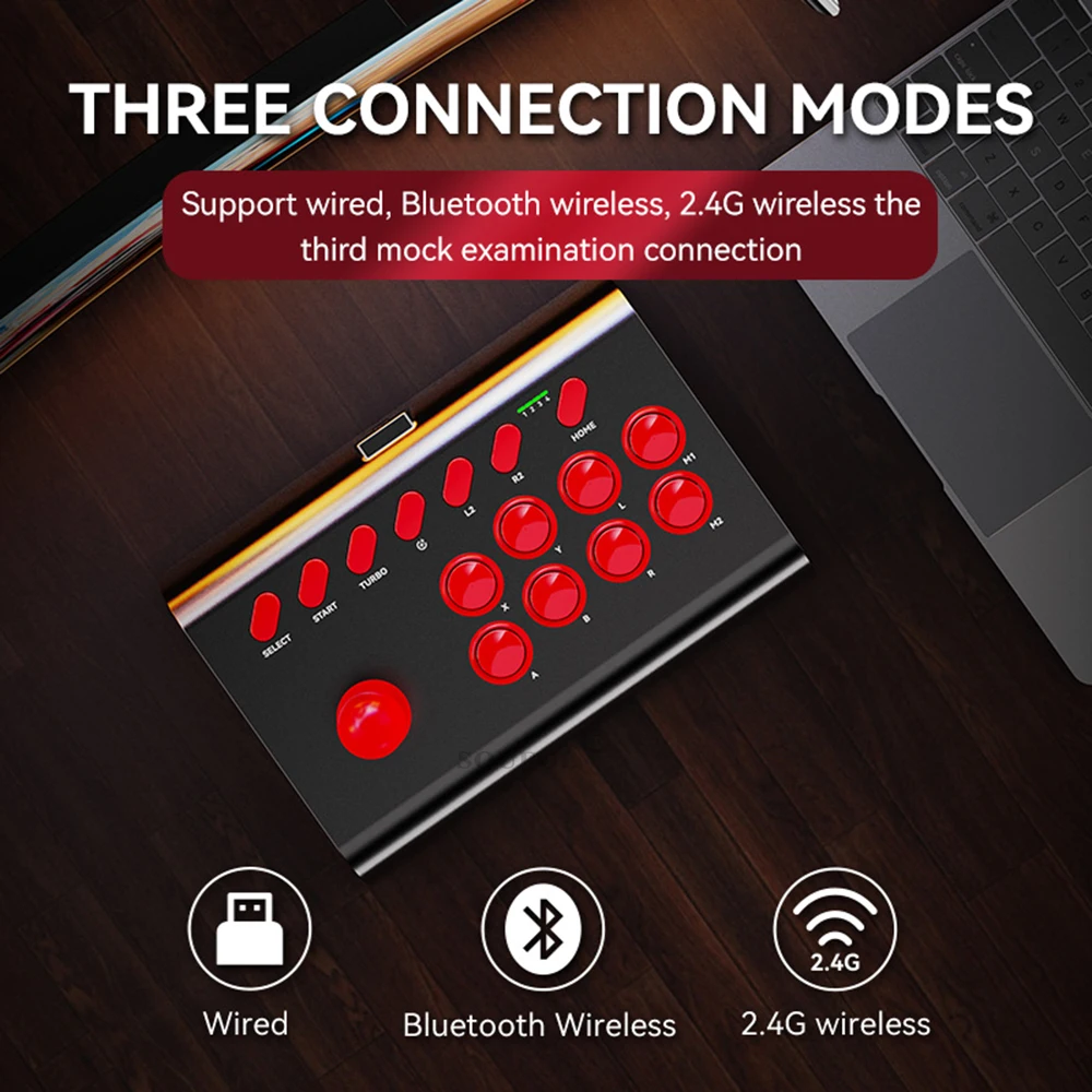 Y02 Fighting Game Joystick W Stretchable Bracket Games Console 3-Mode Connect Macro/TURBO Function for PS4/Xbox One/Switch OLED - 4
