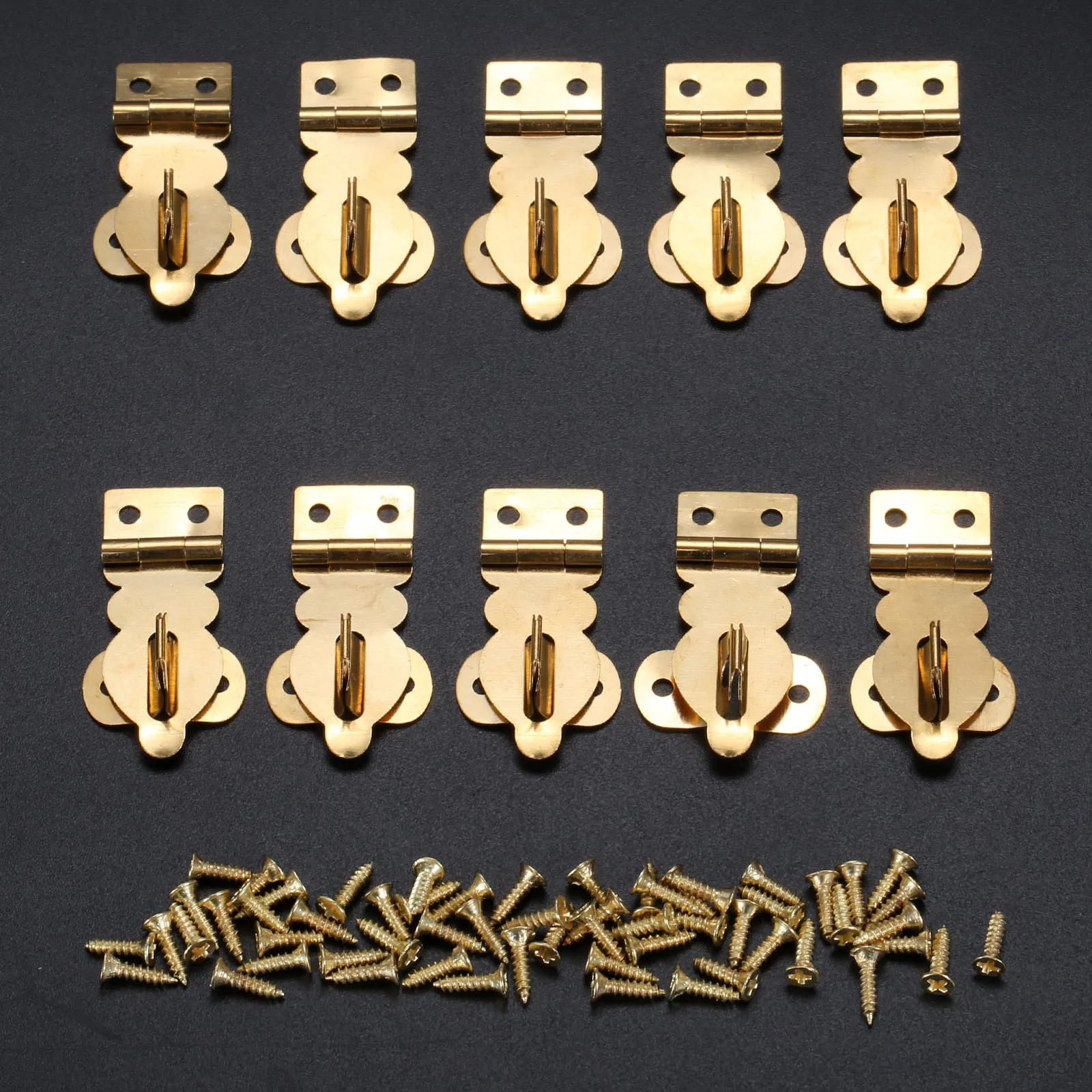 DRELD 10Pcs Antique Brass Jewelry Box Padlock Hasp Locked Wooden Wine Gift Box Handbag Buckle Hardware Accessories 27*19mm