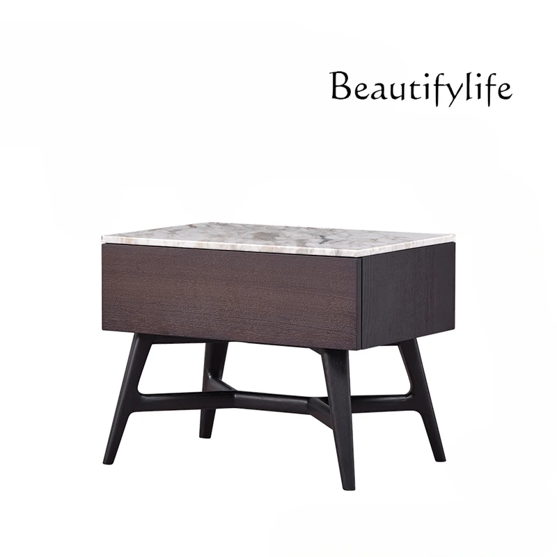 

Italian Modern Bedroom Solid Wood Storage Cabinet Nordic Minimalism Light Luxury Bedside Table