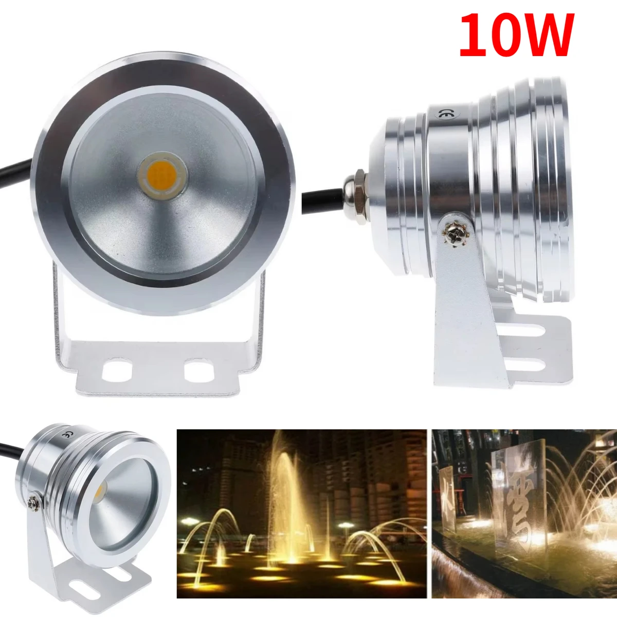 AC/DC12V 10W LED Underwater Light IP65 Waterproof Swimming Pool Warm/Cold White for Home Outdoor Path Pond Landscape Lighting