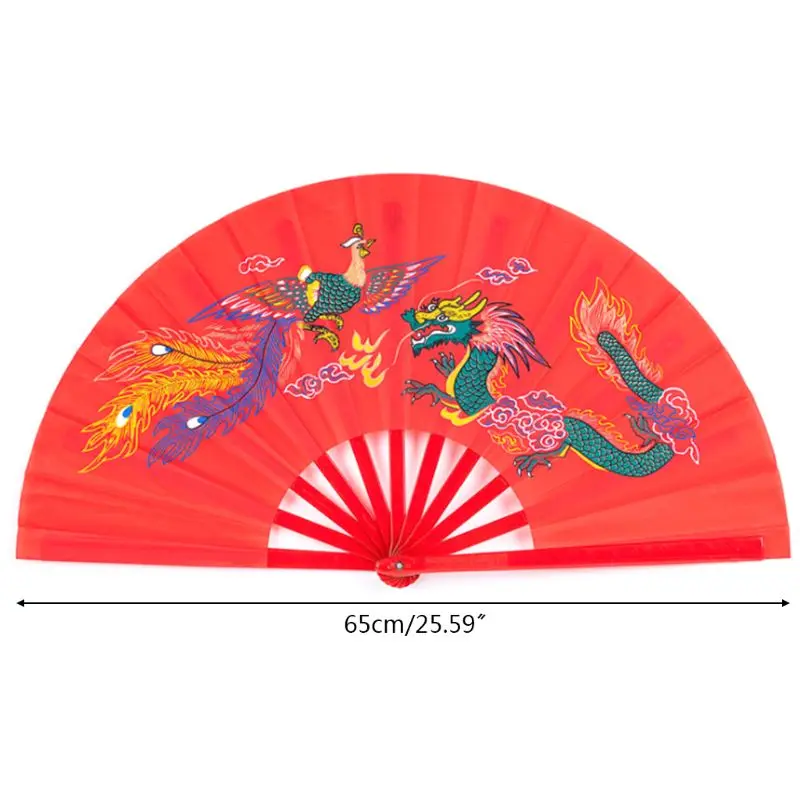 Chinese Kung Fu Fan  for chi Martial Arts Dragon Phoenix Plastic Handheld Fol