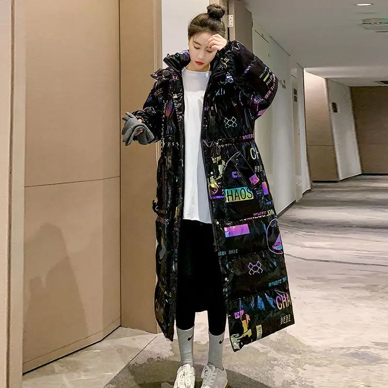Winter Women's Parka Hooded Puffer Jacket Long Cotton Jacket Warm Print Super Hot Coat Package Cheap Wholesale