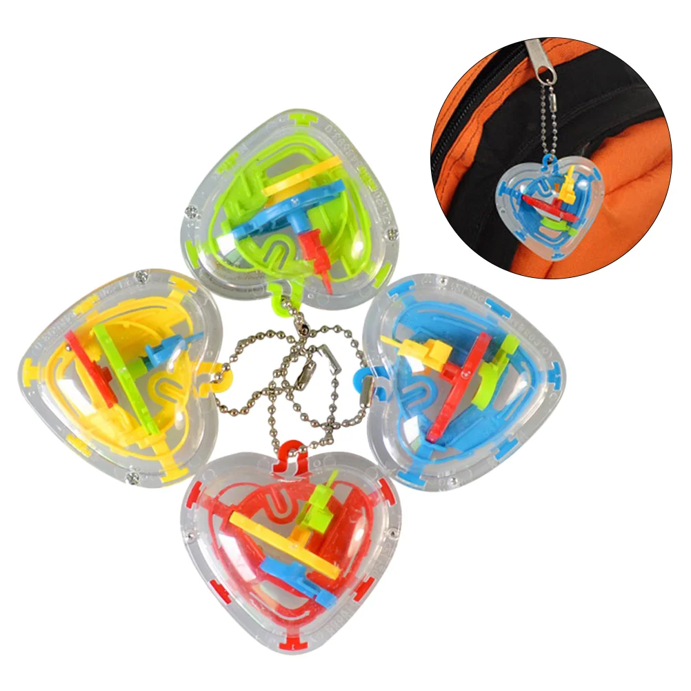 

4pcs Maze Keychain 3D Puzzle Intelligence Training Labyrinth Heart Barriers Puzzle Game Children Day Favors for Kids Toddler