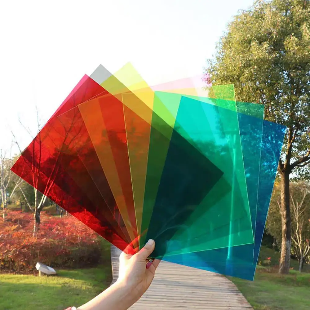10pcs Transparent A4 Sheet 0.3mm Thickness Coloured A4 Hard Paper Multi-purpose PVC Light Filter Plastic Sheet