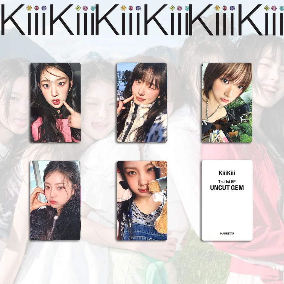 5Pcs/Set Kpop KiiiKiii UNCUT GEM 1st EP Photocards Leesol Sui Haum