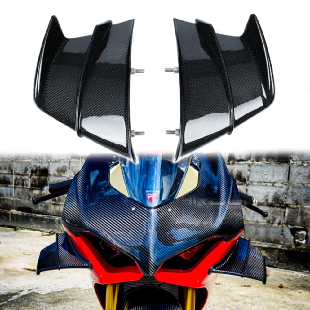

100% Carbon Fiber Winglets Motorcycle Winglets Aerodynamic Wing Kit Spoiler Accessories For Ducati Panigale V4 V4S V4R 2018 2019