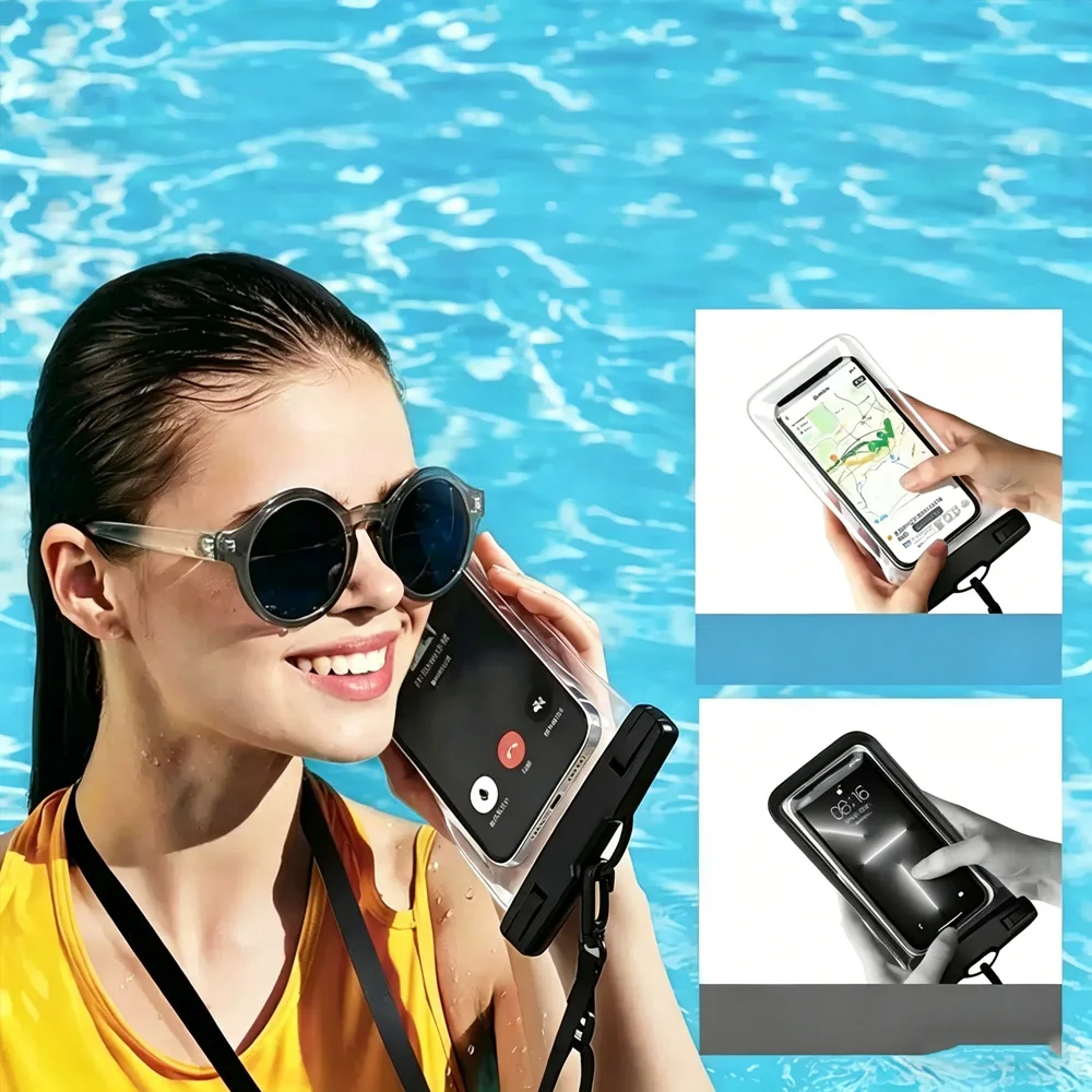Waterproof Floating Phone Pouch with Lanyard – Clear Touch Sleeve