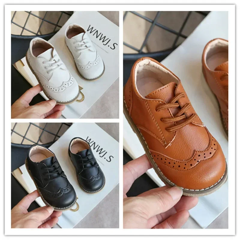 High Quality Children Leather Shoes Boys Sneakers Breathable Baby Toddler Shoes Flat Lace Up Leisure Boys Sneaker