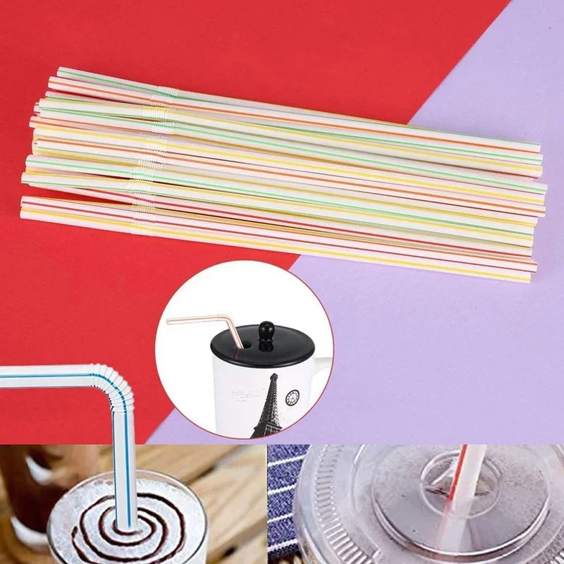 Disposable Plastic Straws 5 Models 100 Pcs Straws Drinking Kitchenware Bar Wedding Party Cocktail