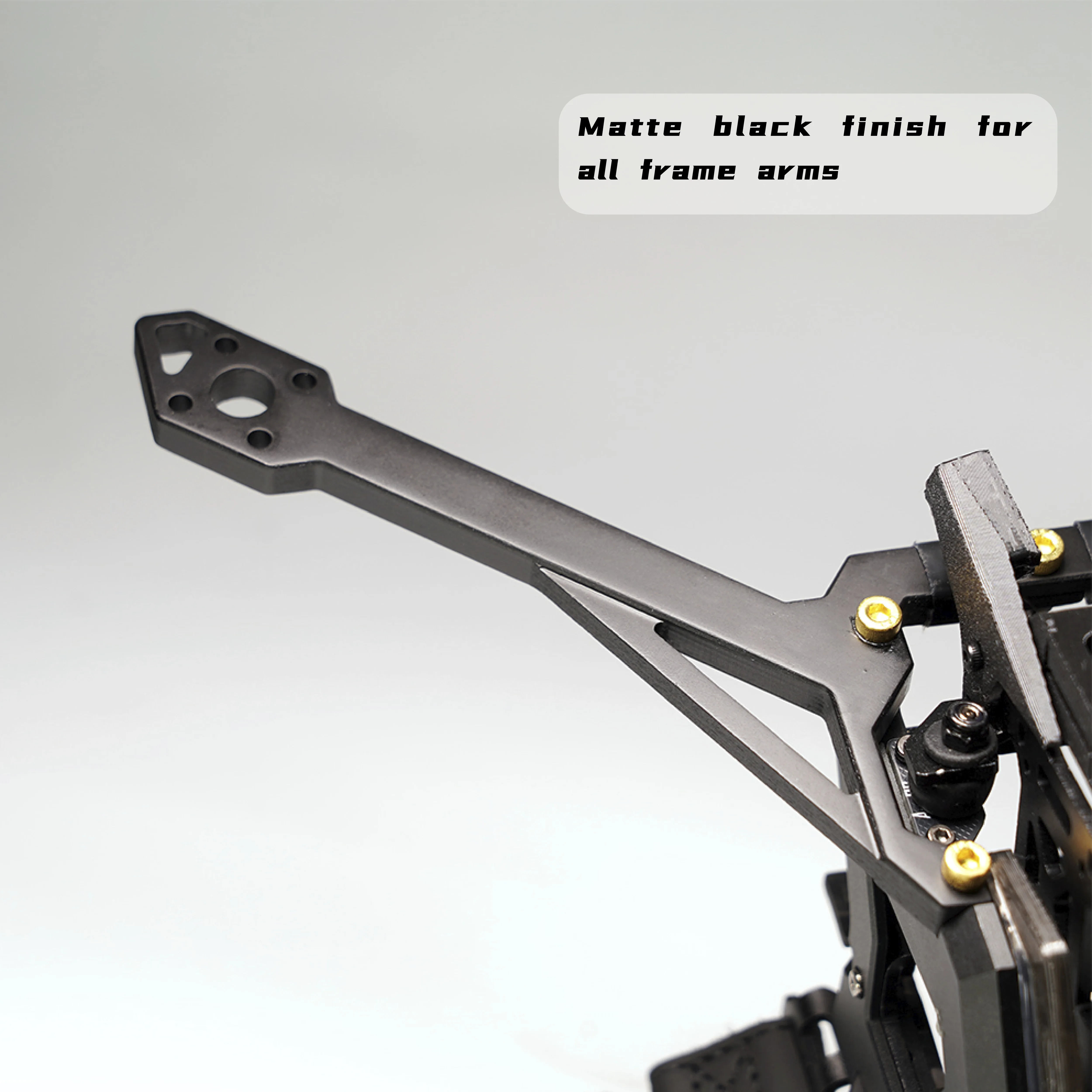 Détail du système de fixation modulaire du kit cadre FPV 6 pouces Shuttle, compatible O3/O4/Walksnail.