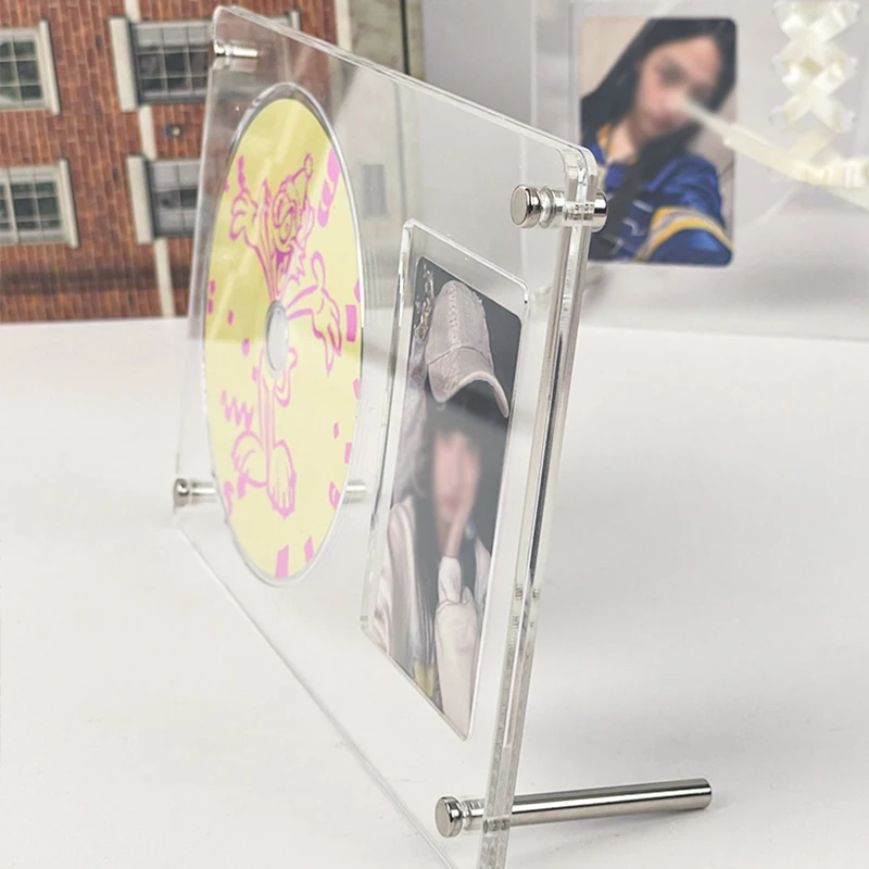 Photo Idol Card Display Stand Room Decor Acrylic Photo Frame Silk Ribbon CD Album Frame Idol Protective Display photo album