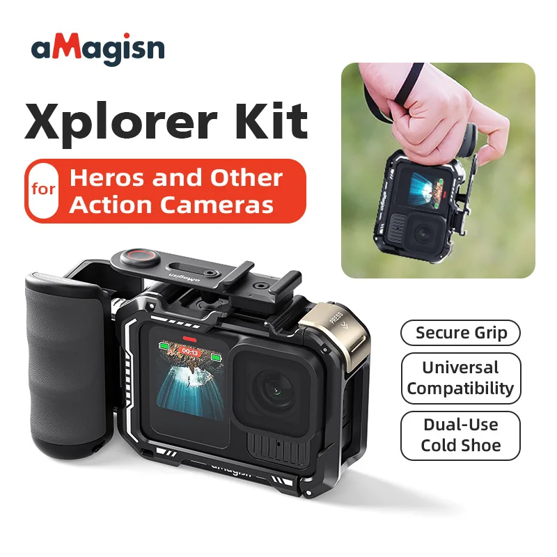 aMagisn Xplorer Grip Kit for GoPro13 Hero13 Quick Release Handle