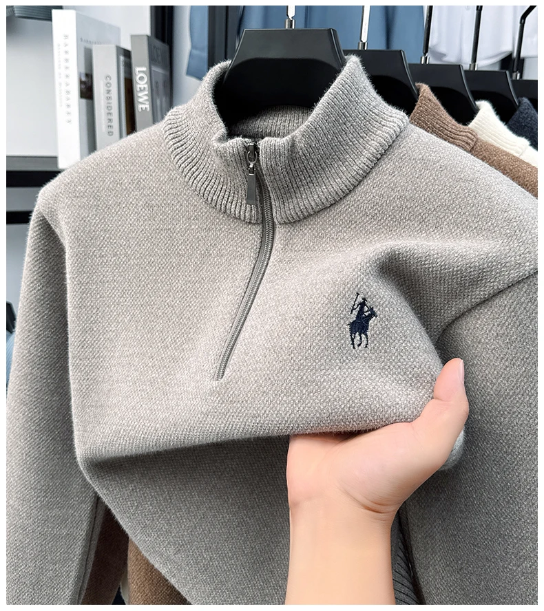 Hochwertiger Samt-Pullover mit Stehkragen und Reißverschluss für Herren Wintertrend Designer-Luxusmarke Paul-Stickerei warmer Strickpullover – Detail 20