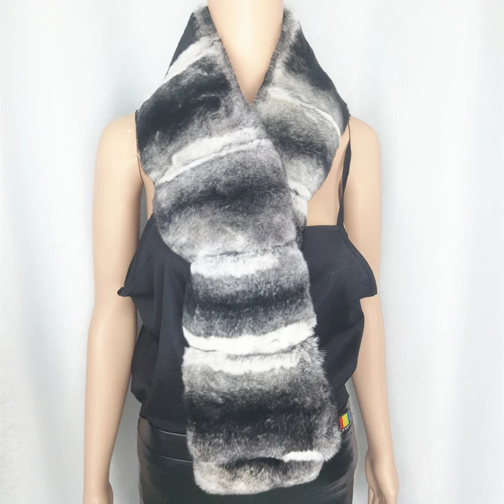 Scarf Real Rex Rabbit Fur scarf Natural fur Unisex 120cm long Width 13cm