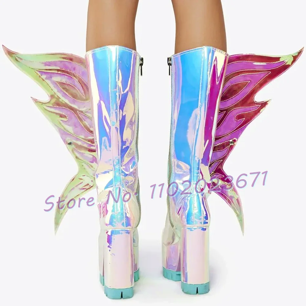 Sparkly Wings Platform High Boots Women New In Gorgeous High