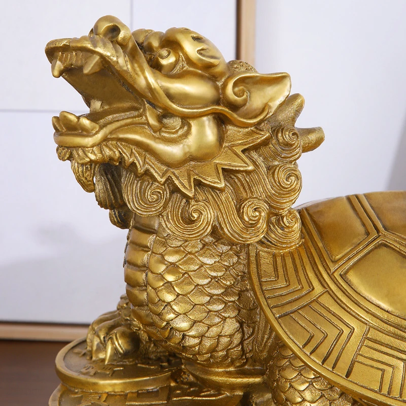 China fengshui brass dragon turtle Tortoise wealth lucky