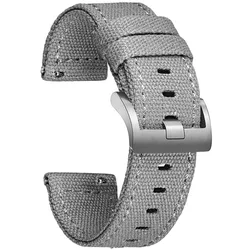 Hemsut Stylish Two - Ply Canvas Quick Release Watch Bands - Durable Wrist Straps - 22mm (HB136GRY)