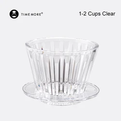 TIMEMORE Crystal Clear Pour Over Coffee Dripper - Precision Flat Bottom for Enhanced Brewing Uniformity, PCTG 1-2 Cups (Clear 1-2cups)