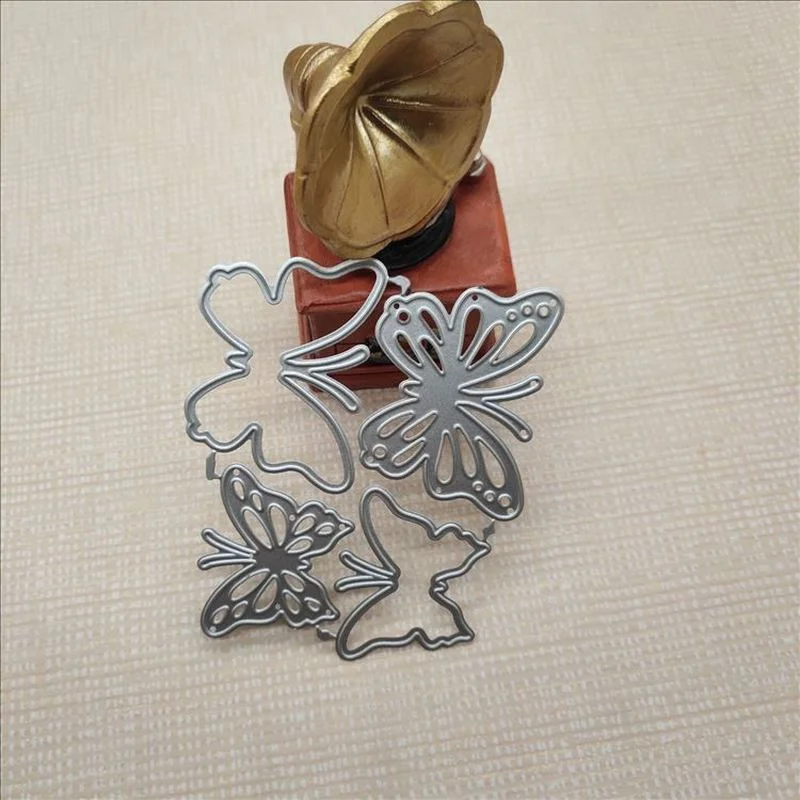 4개의 나비 모양 금속 커팅 다이, 스크랩북킹, 카드 제작 및 종이 공예용 DIY 엠보싱 스텐실