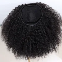 Perruque mi-tête bouclée en cheveux humains 200% densité, perruque mi-tête frisée crépue en cheveux humains 3-en-1 avec ligne de cheveux invisible et cordon de serrage sans couture 5