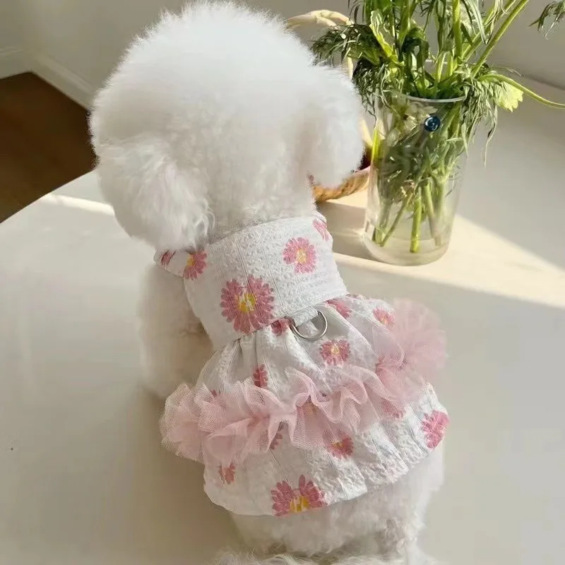 Pet Lace Flower Princess Dress - Cute Summer Skirt