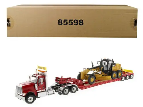 Diecast Masters DM85598 International Hx520 Tractor Low Loader Cat 12M3 1/50 Scale Die-Cast Model