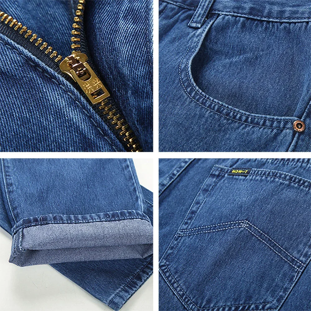 Loose Jeans Men Business Cotton Fabric Summer Classic Straight Denim Pants for Male Casual Trousers