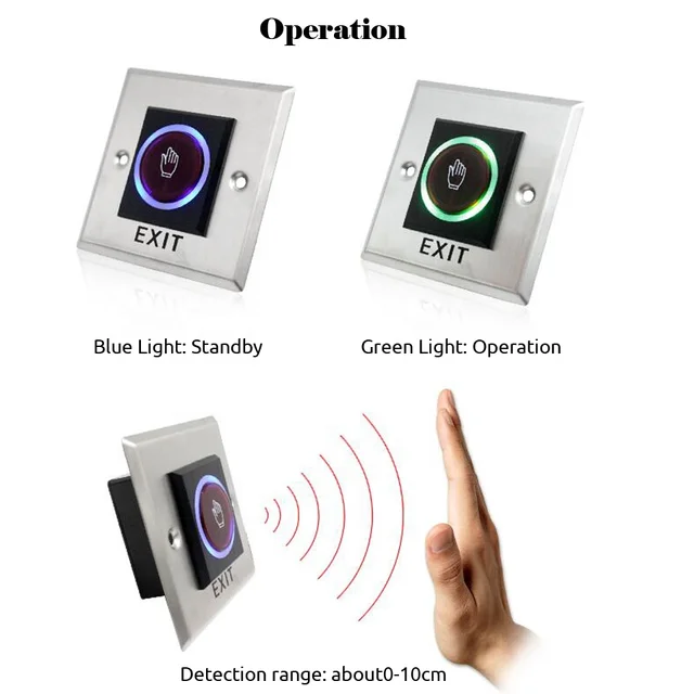 Door Exit Push Button Release Switch Opener NO COM NC LED light For Door Access Control System Entry Open Touch 3