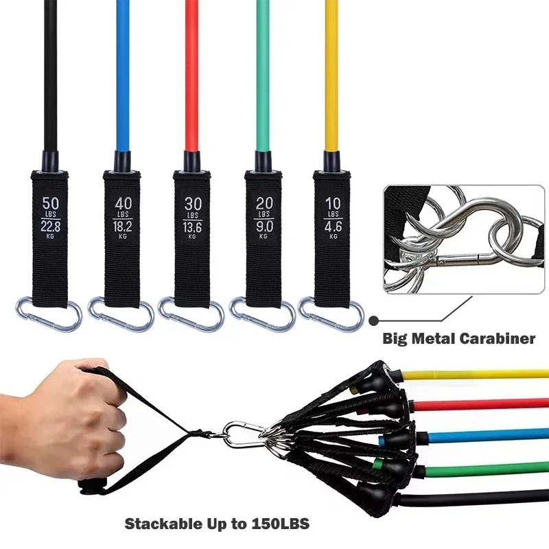 BANDE CORDA ELASTICHE ATTREZZO PER ALLENAMENTO RESISTENZA FORZA E AGILITà GAMBE - Foto 12