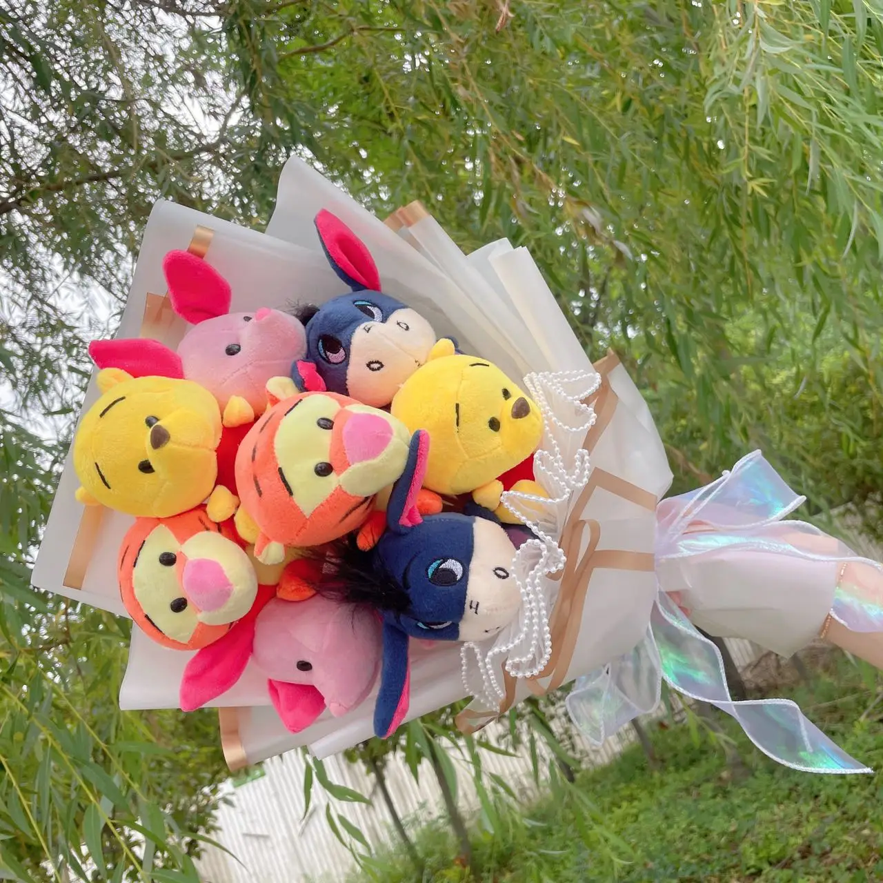 Cartoon Piglet Tigge Eeyore Winnie the Pooh Plush Doll Handmade Flower Bouquet Wedding Valentine's Day Christmas Graduation Gift 6