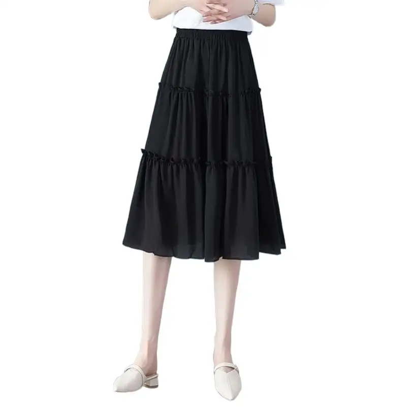 

Womens Vintage Chiffon Long Skirt 2024 Summer Female Sweet Girl Casual High Waist Skirts Faldas 10 Colors vestidos robe
