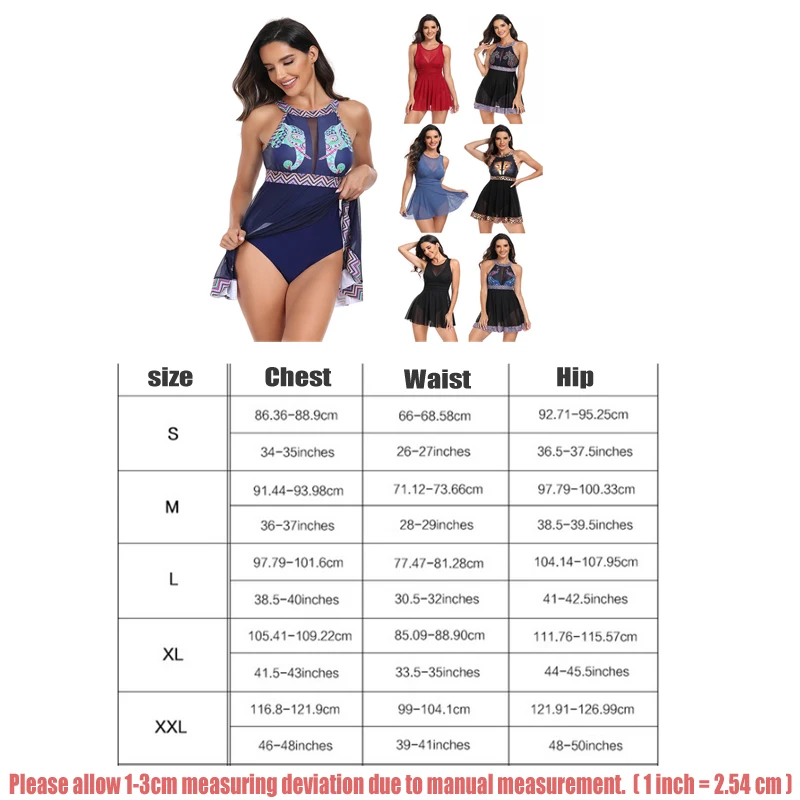 New Women's Printed One-piece Swimsuit Ladies Sexy Mesh Skirt Bikini Swimming Suit Holiday Fashion Beach Swimwear