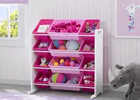 Children Kids Toy Storage Organizer with  Plastic Bins - Greenguard Gold Certified, White/Pink 1
