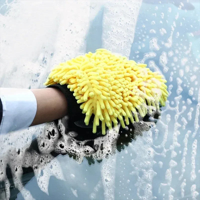 1pcs Car Washing Gloves Waterproof Microfiber Chenille Gloves Car Cleaning Mitt Detailing Brush Auto Double-faced Glove