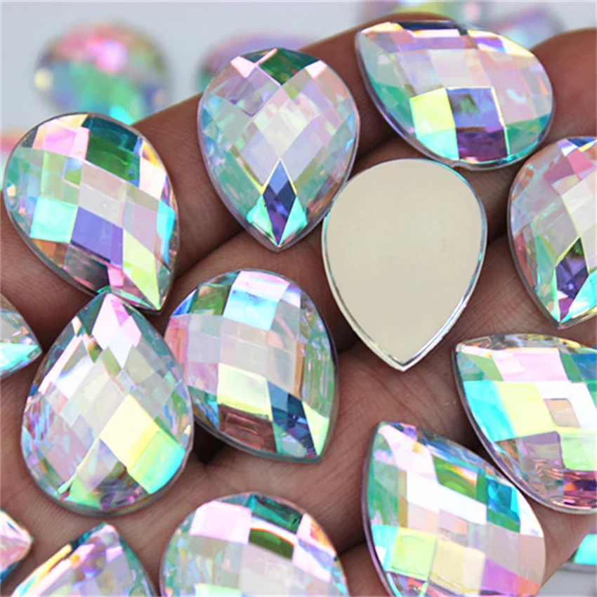 20pcs 18*25mm 눈물 드롭 모양 플랫 다시 아크릴 라인 석 크리스탈 Strass 비즈 DIY 쥬얼리 액세서리 공예 MC592