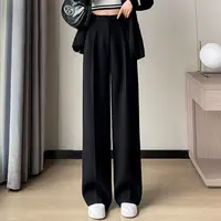 New Autumn Slim High Waist Straight Women's Pants Casual Solid Color Loose Chic Female Wide Leg Pants Fashion Office Ladies pant - Image 4