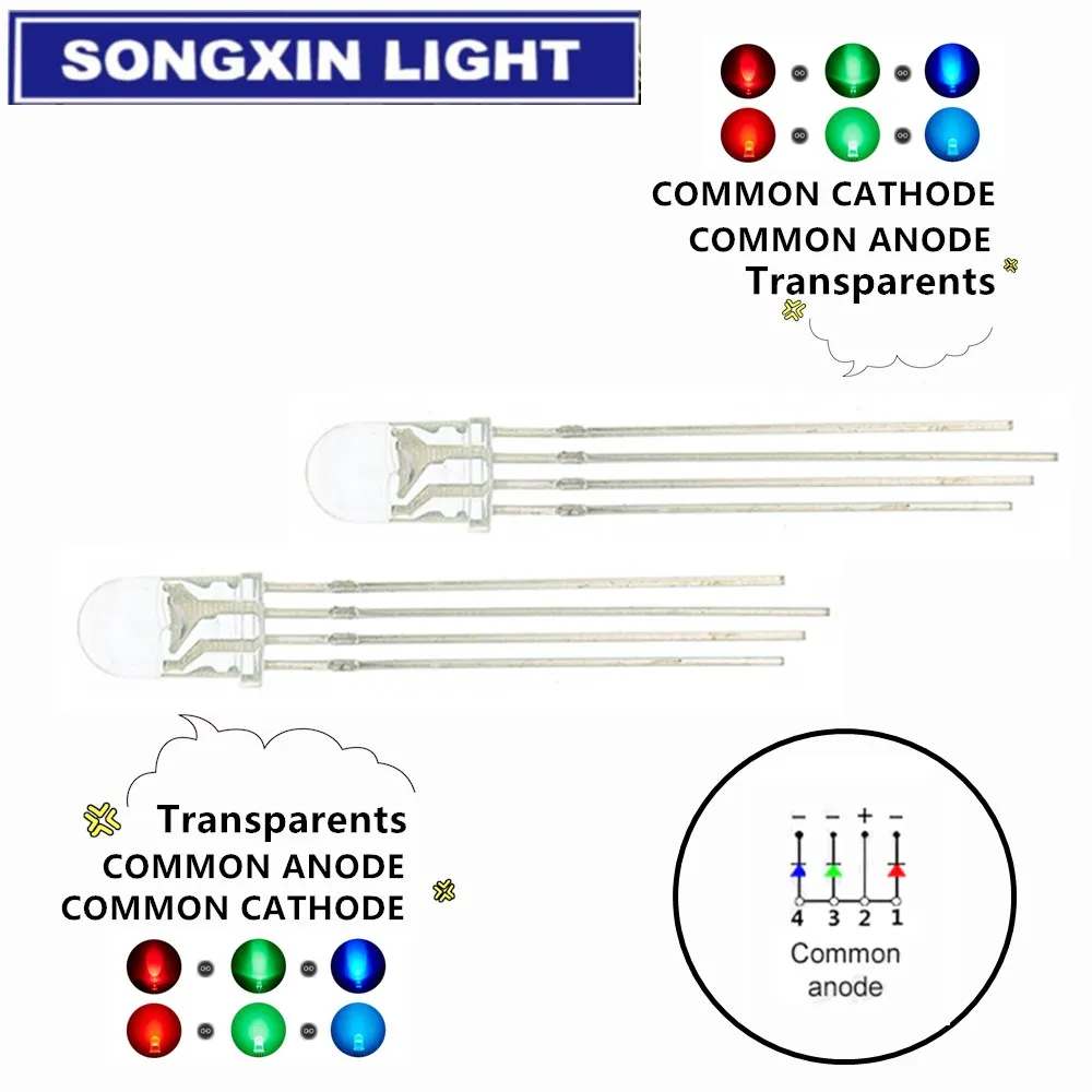 Rg Led Cathode 1000 pcs LED 5mm RGB Diffused COMMON Anode Red Green Blue 4Pins Tri ...