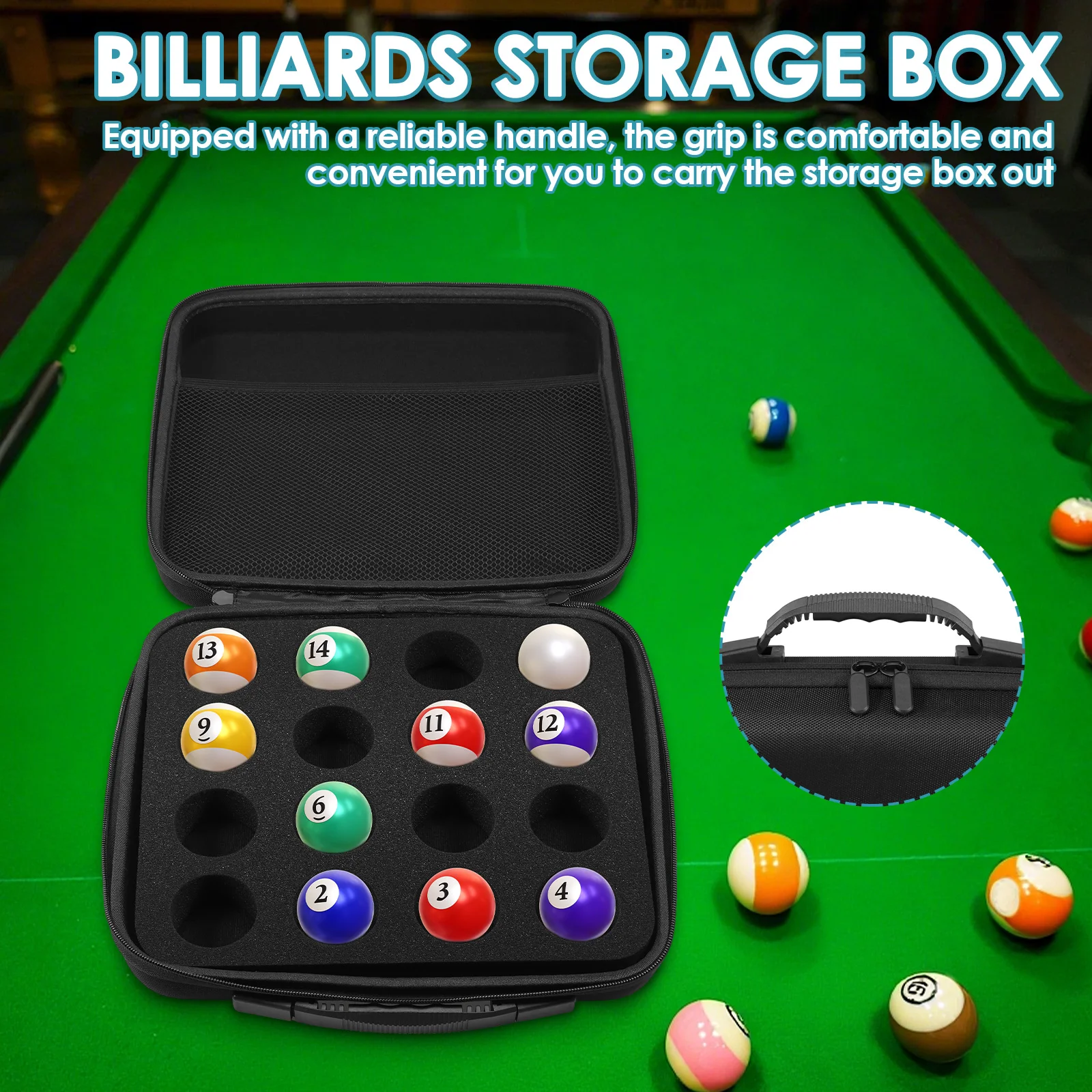 Nylon Billiard Balls Storage Case with Foam Protection