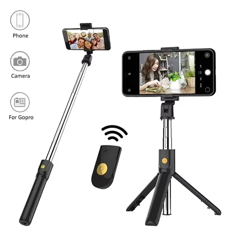 Wireless Selfie Stick Tripod Stand with Bluetooth Remote Extendable Mini Tripod for iPhone for Mobile Phone Video Live
