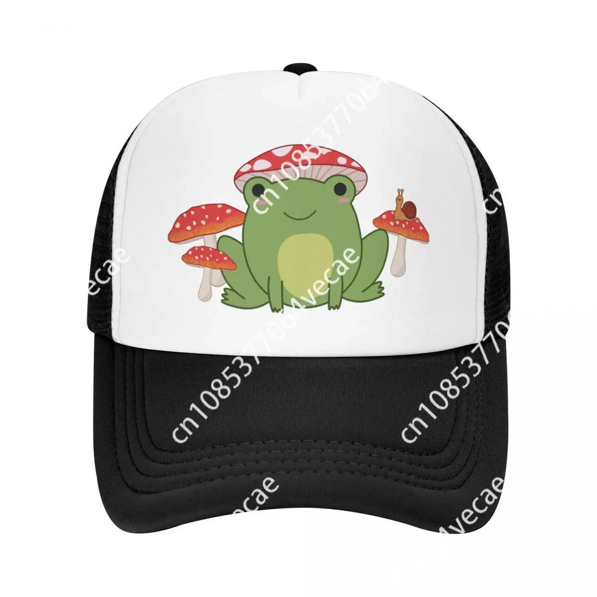 

Personalized Cartoon Frog With Mushroom Baseball Cap Sports Women Men's Adjustable Trucker Hat Summer Snapback Caps