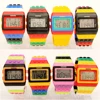 SHHORS Building Blocks Rainbow DIY Digital Electronic Women Mens Students Big Girls Boys Clock Alarm Sports Wrist Watches Gift 1