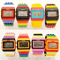 SHHORS Building Blocks Rainbow DIY Digital Electronic Women Mens Students Big Girls Boys Clock Alarm Sports Wrist Watches Gift 1