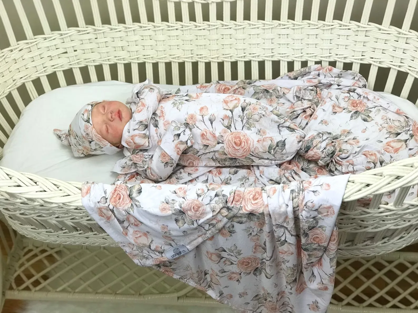 Bamboo Ultra Soft Baby Newborn Girl Knotted Gown Baby Knotted Gown Claire Floral Pink Newborn Coming Home
